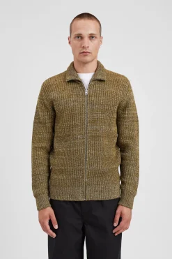 Hagen Wool Cotton Rib Full Zip Jacket
