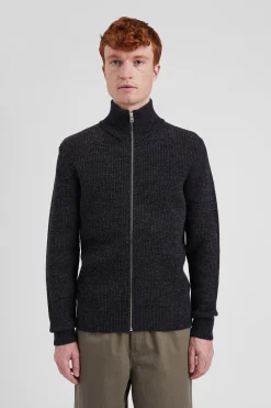 Hagen Wool Cotton Rib Full Zip Jacket