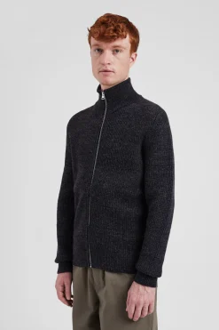 Hagen Wool Cotton Rib Full Zip Jacket