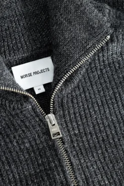 Hagen Wool Cotton Rib Full Zip Jacket