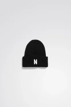 Merino Lambswool Rib N Logo Beanie