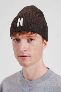 Merino Lambswool Rib N Logo Beanie